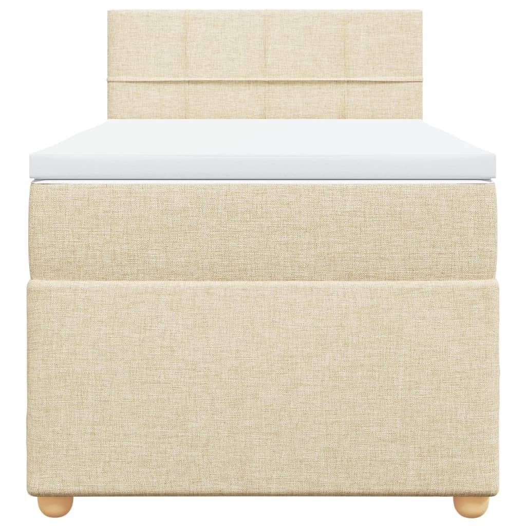 vidaXL Boxspringbett mit Matratze Creme 100x200 cm Stoff