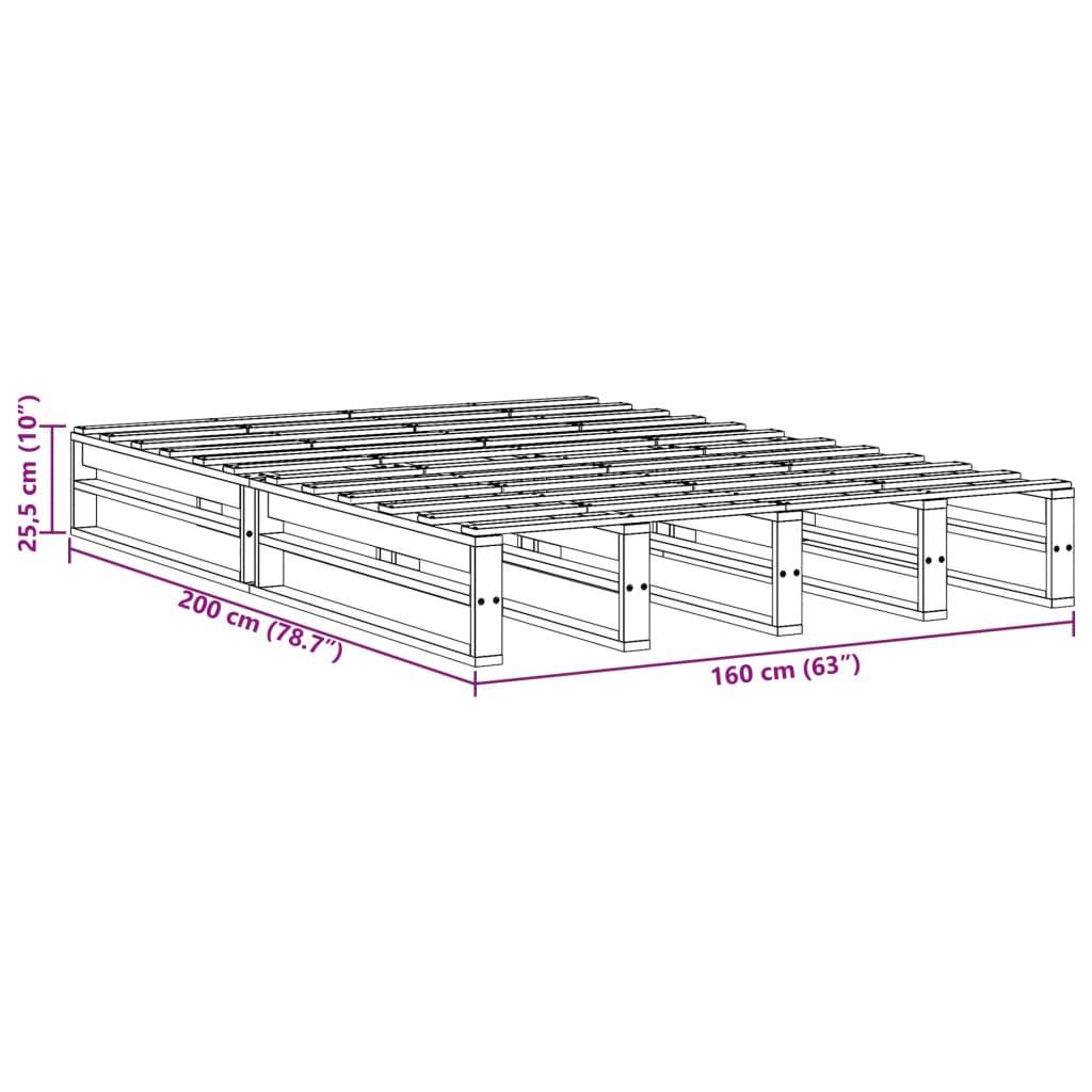 vidaXL Massivholzbett ohne Matratze 160x200 cm Kiefernholz
