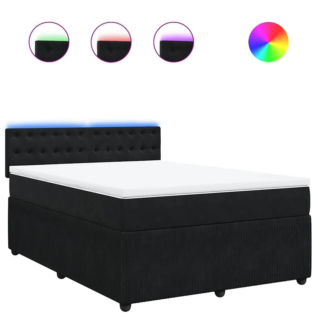 vidaXL Boxspringbett mit Matratze Schwarz 140x200 cm Samt
