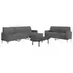 vidaXL 3-tlg. Sofagarnitur mit Fußhocker Dunkelgrau Stoff vidaXL 3-tlg. Sofagarnitur mit Fußhocker Dunkelgrau Stoff