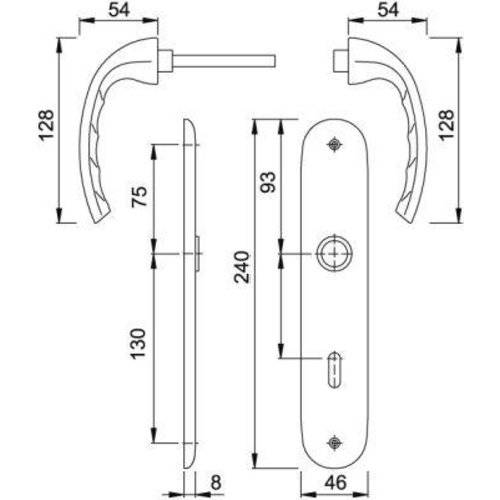 Hoppe Drückergarnitur Tôkyô 1710/273P, LS, PZ72/8, F1, TS 37-47, o. No.