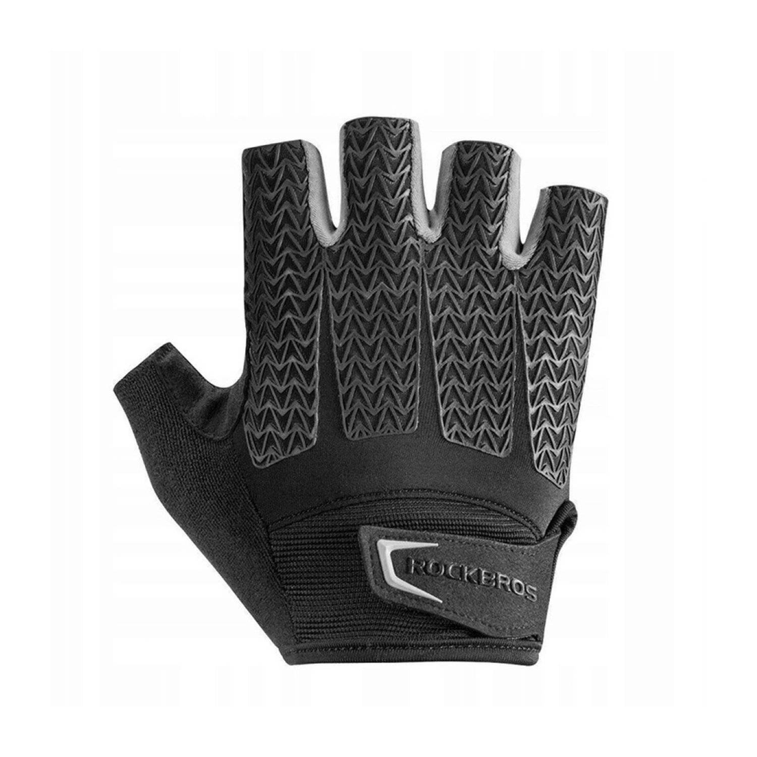 Rockbros Fäustlinge Fahrradhandschuhe Sporthandschuhe mit Gel-Einsätzen Schwarz–Grau M