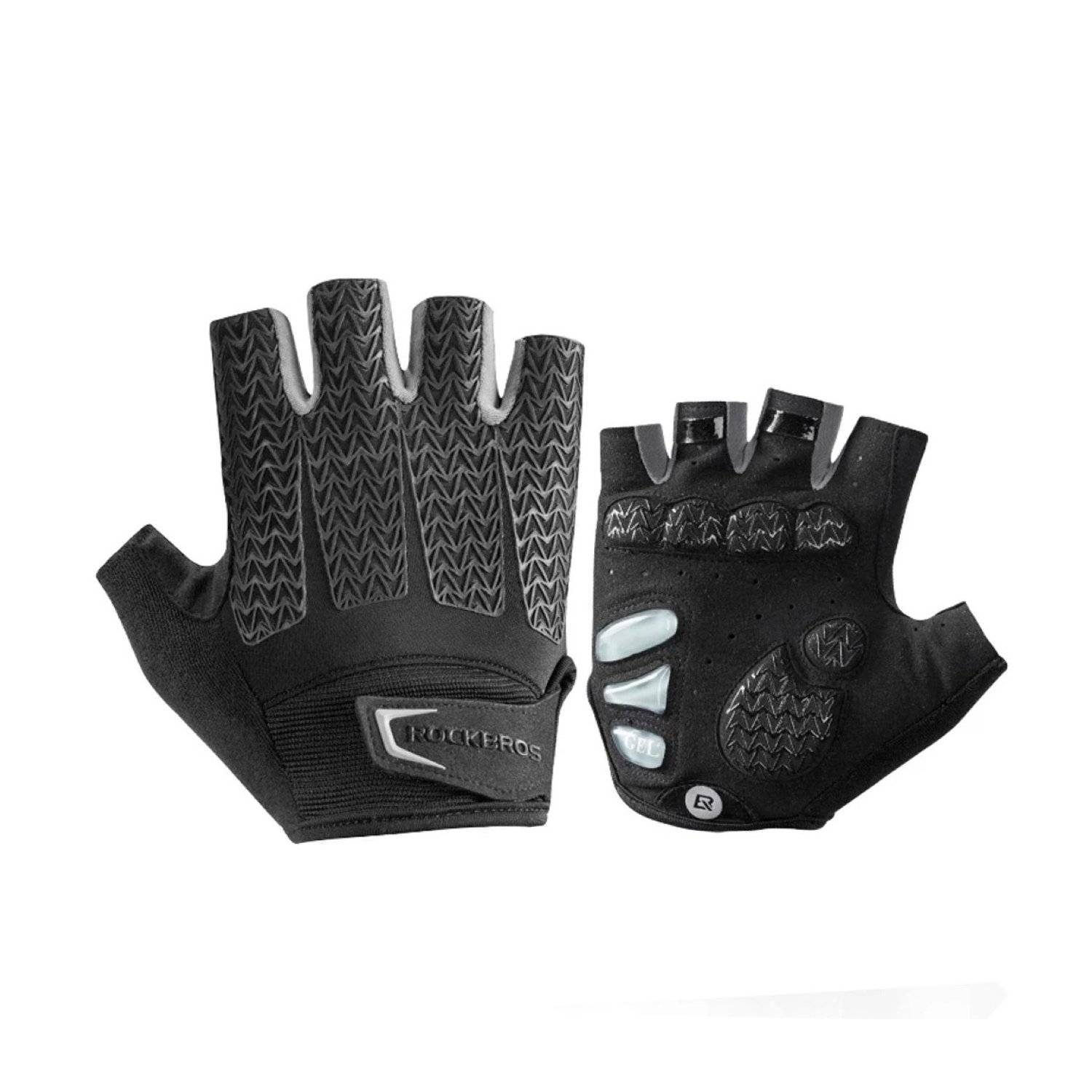 Rockbros Fäustlinge Fahrradhandschuhe Sporthandschuhe mit Gel-Einsätzen Schwarz–Grau M