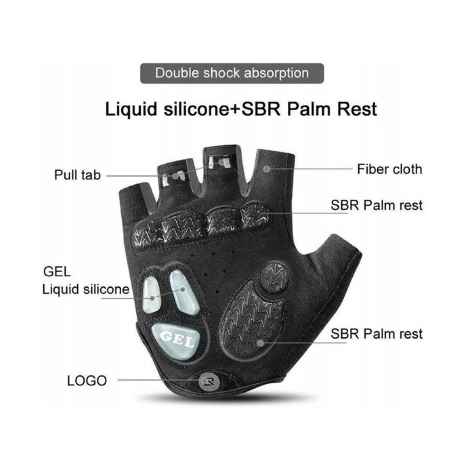 Rockbros Fäustlinge Fahrradhandschuhe Sporthandschuhe mit Gel-Einsätzen Schwarz–Grau M