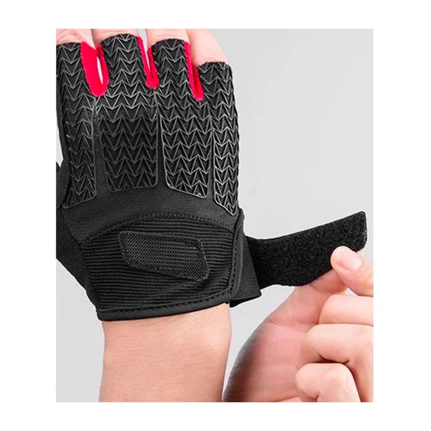 Rockbros Sporthandschuhe Fahrradhandschuhe mit Gel-Einsätzen Schwarz-Rot S