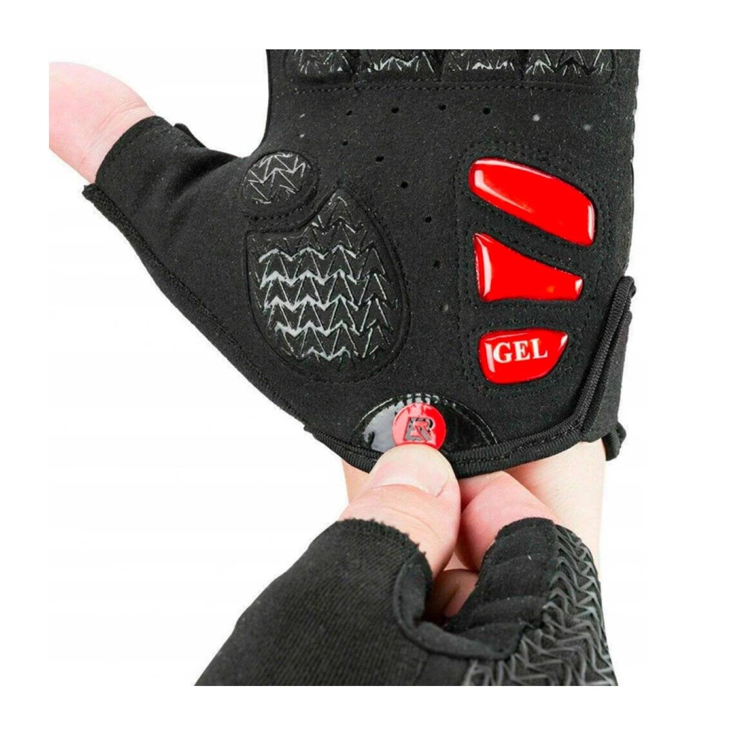 Rockbros Sporthandschuhe Fahrradhandschuhe mit Gel-Einsätzen Schwarz-Rot S