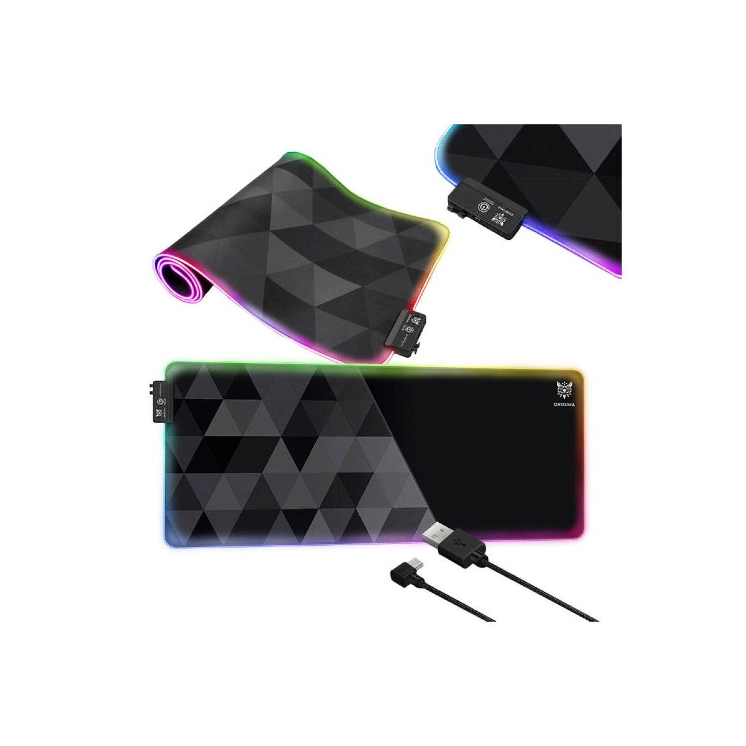 ONIKUMA MP006 RGB Mousepad (Schwarz) mit 12 Lichteffekten -