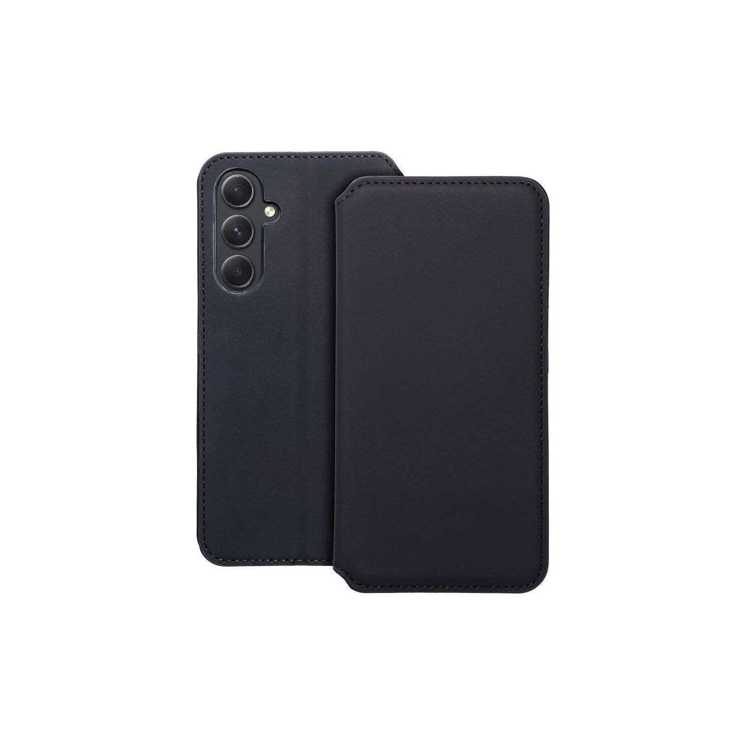 Dual Pocket Holster Buch Tasche kompatibel mit Realme C67 Schwarz