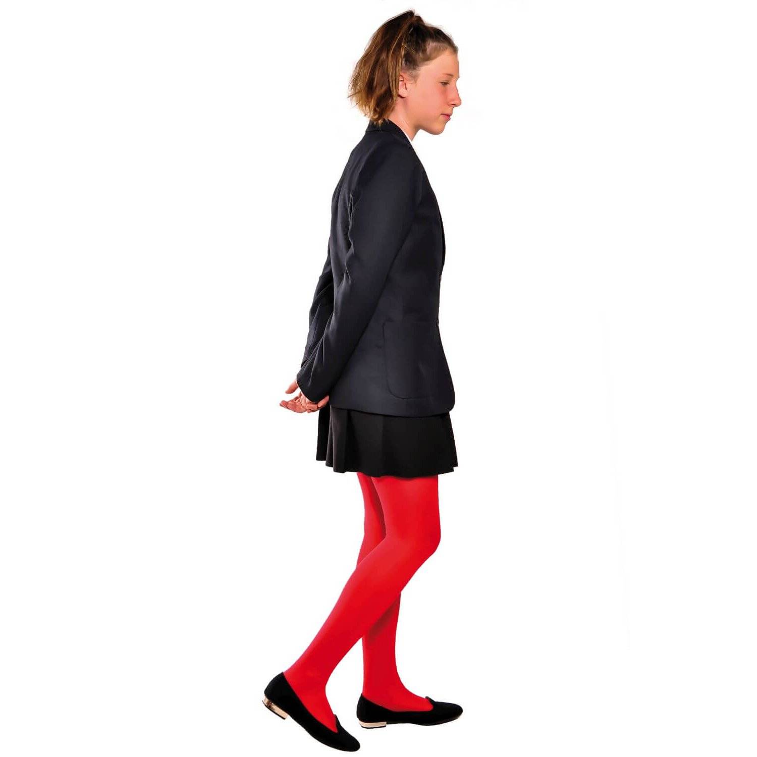 Strumpfhosen 60 DEN für Mädchen Tights bequeme und strapzierfähige Strümpfe aus Mikrofaser Rot 110/116