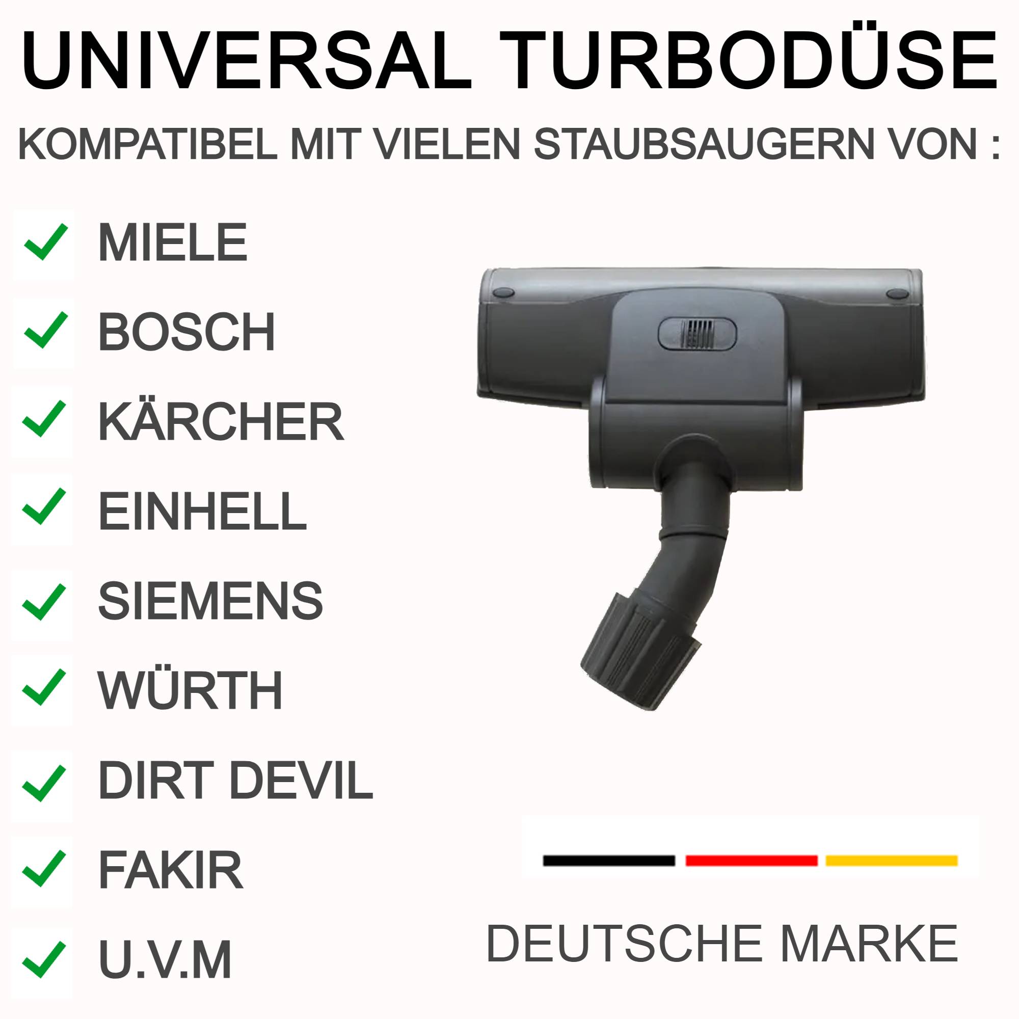 Staubsauger Turbodüse Universal für Bosch Siemens Kärcher Bodendüse Masko Einhell Industriestaubsauger Turbobürste