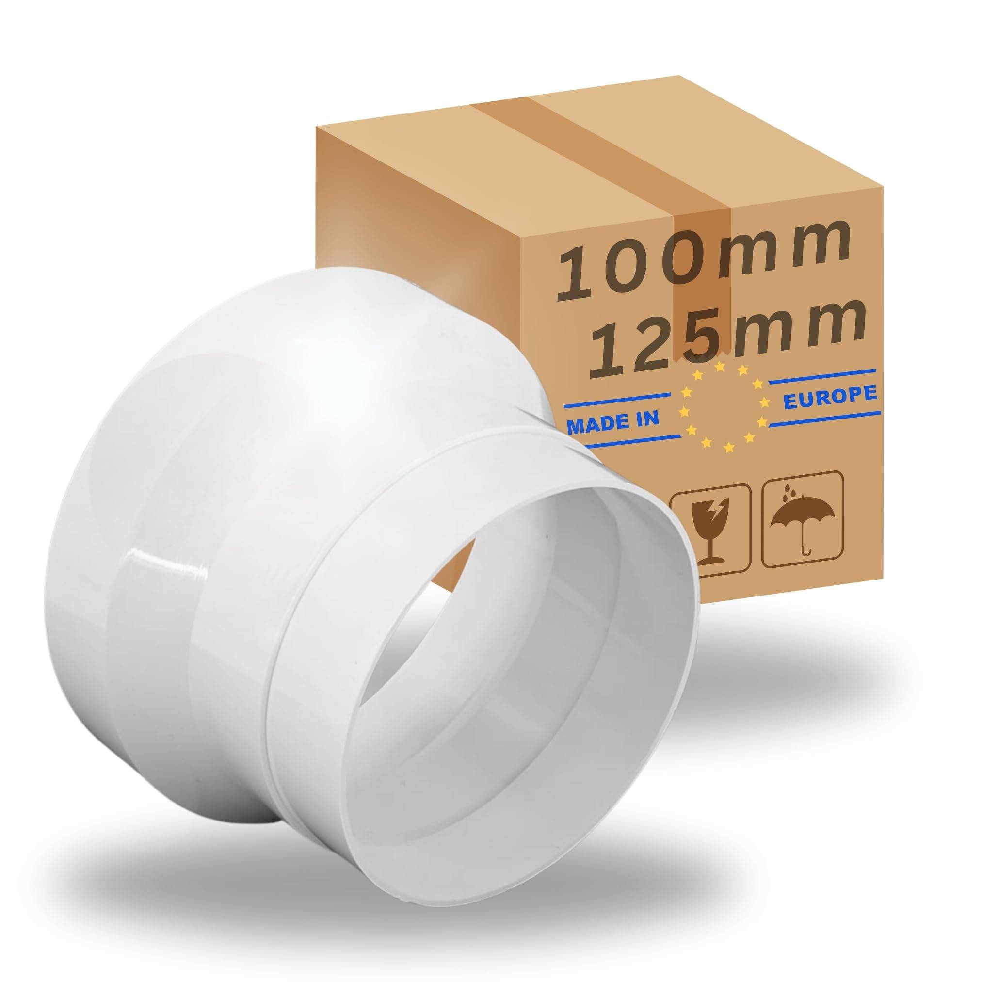 Reduzierstück 125 auf 100 mm 100mm Reduzierung für Klimaanlage Abluft Abwasser 100er Rohr Klimagerät Abluftlüfter