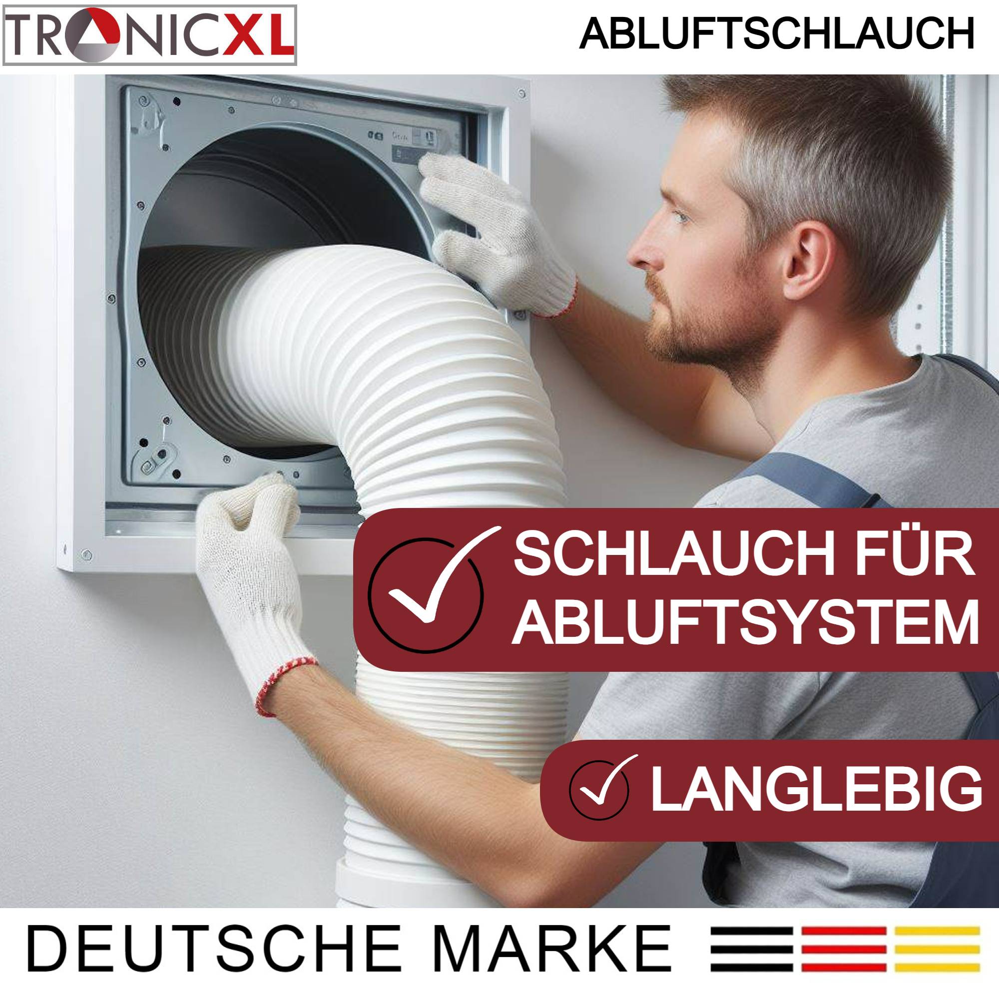 PVC Abluft Schlauch 100 mm 6m Trockner Klimaanlage Dunstabzugshaube Trocknerzubehör Ablufttrockner Flexibel Belüftung
