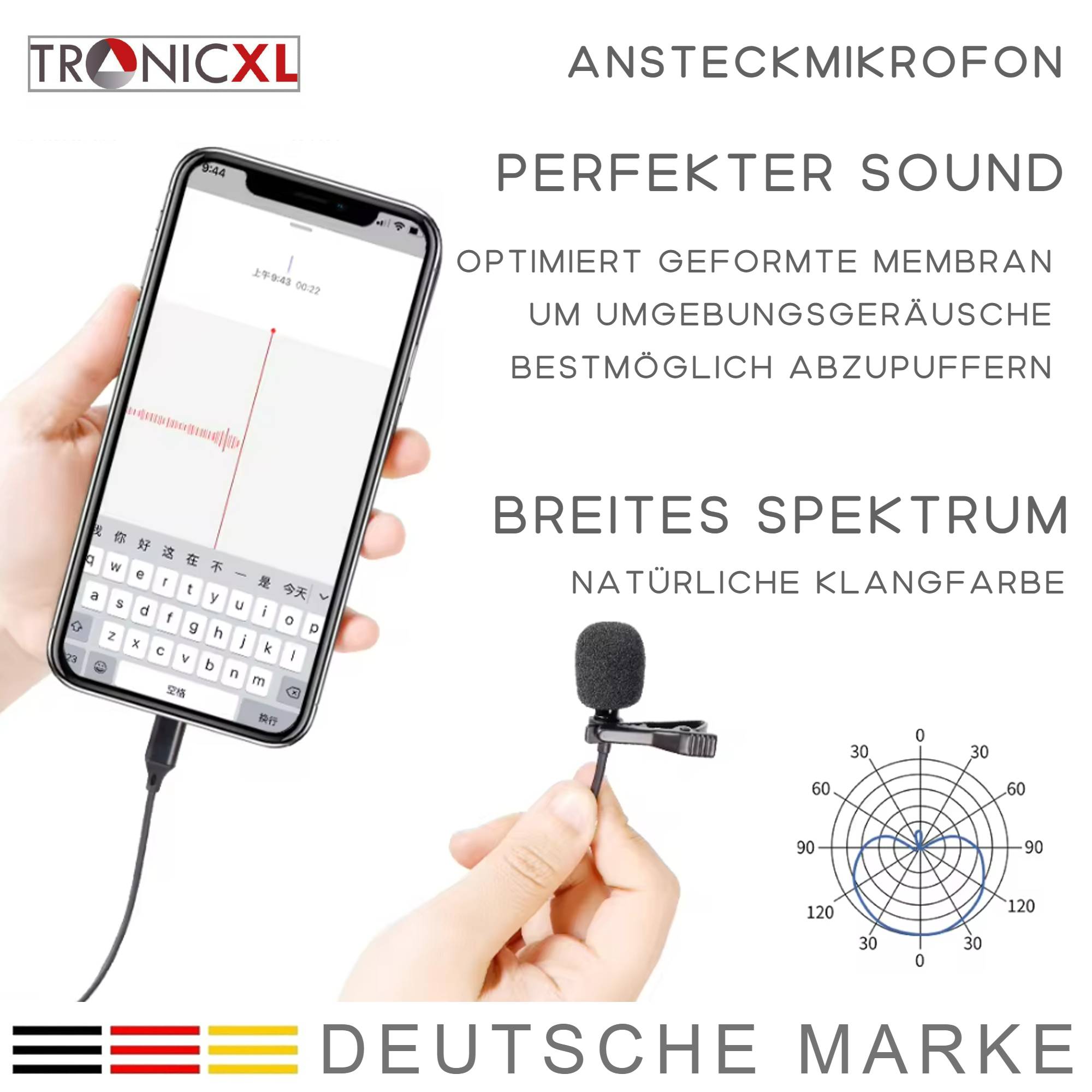USB-C Ansteckmikrofon Mikrofon Ansteck Lavalier Microphone für DJI Kamera Smartphone Handy Interview Streamer Tablet