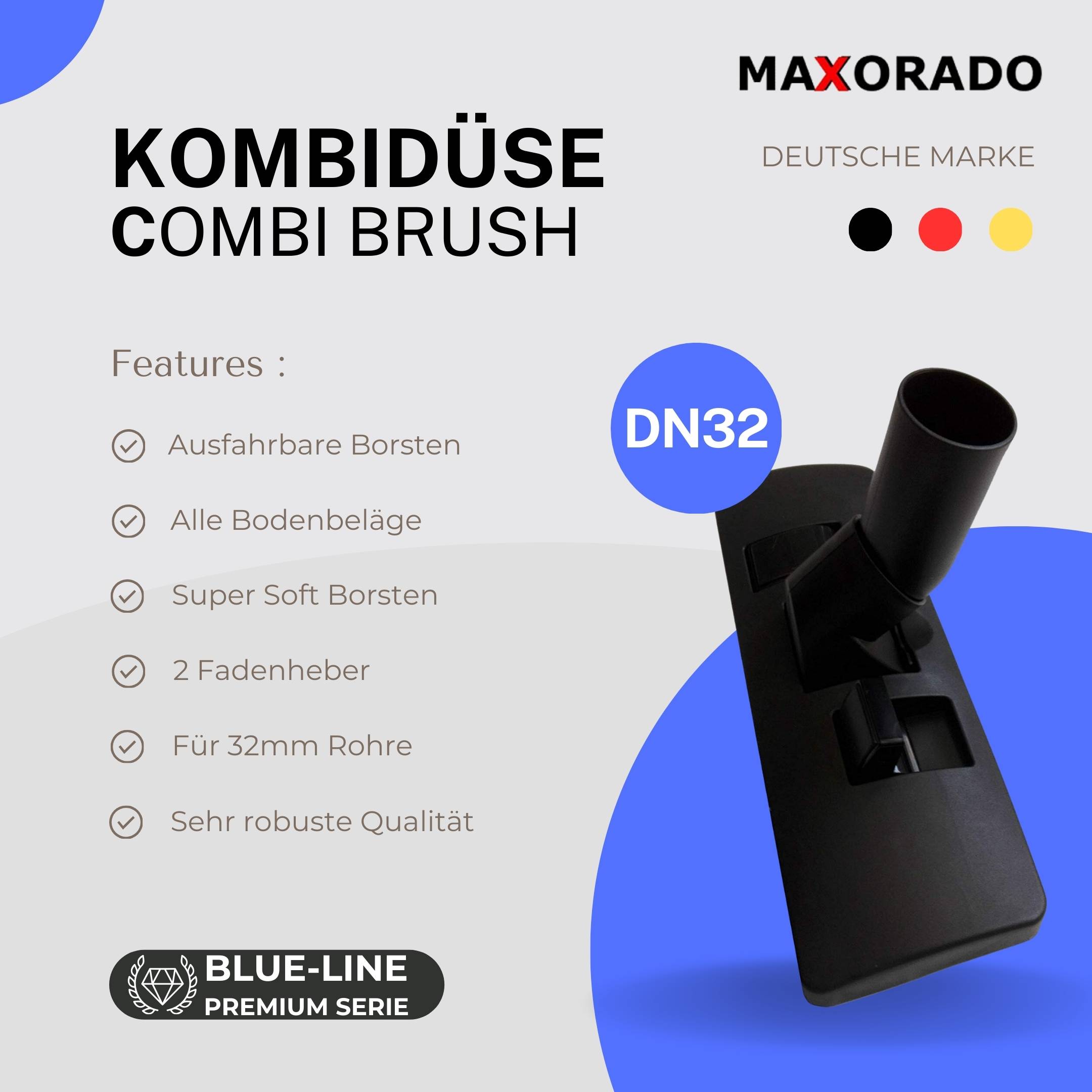 Staubsauger 32mm Bodendüse DN32 Kombidüse für AEG Electrolux Philips Numatic Ersatzteil Zentralstaubsauger Düse Bürste