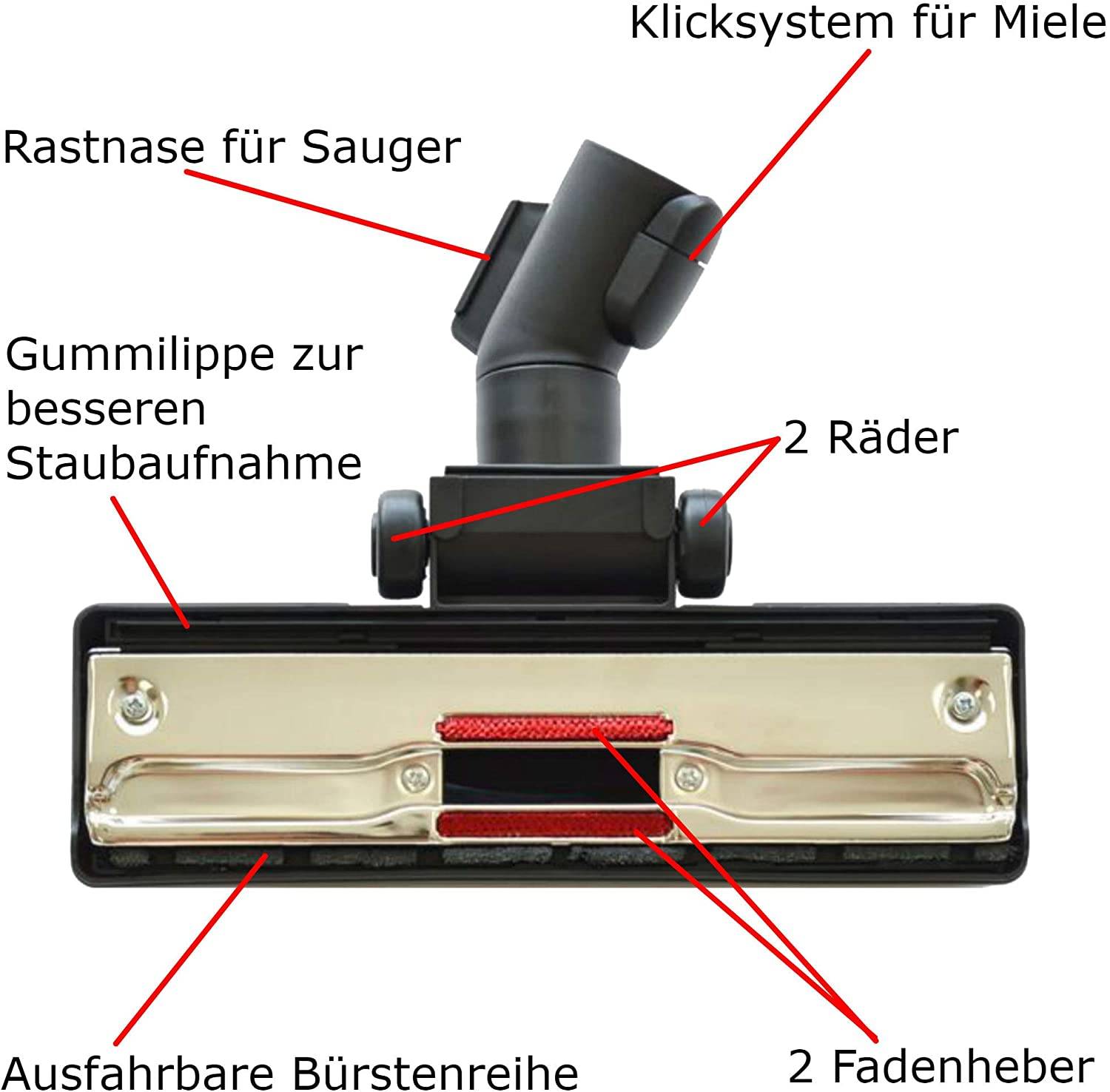 Staubsauger Staubsaugerdüse mit 2 Rollen Zubehör Ersatz für Miele SBD285 Solaris Turbo Plus Sunflower Starlight Bürste