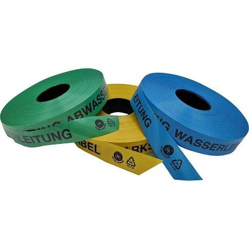 Trassen-Warnband 250 m AchtungAbwasserleitung aus mind. 80% Regranulat Blauer En