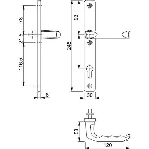 Hoppe Drückergarnitur London 113KH/2246/113, LS, PZ92/8, F1, TS 67-72