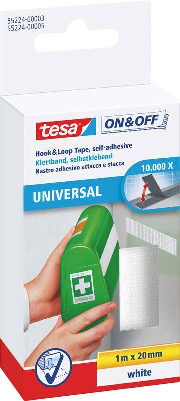 Tesa® On&Off Klettband 1M:20Mm Weiß 08 Weiss 1m x 20mm