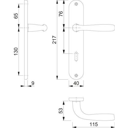 Hoppe Drückergarnitur Maribor 1766/3022P, LS, BB72/8, F271, TS 40-50, o. No.