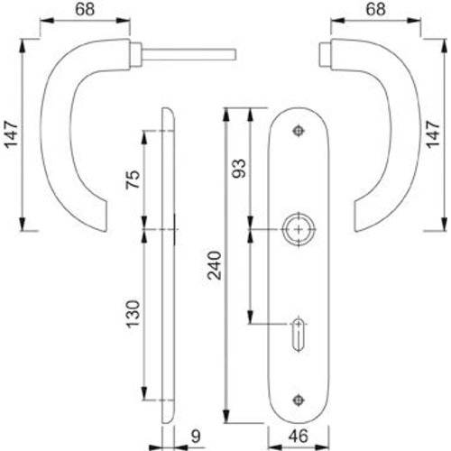 Hoppe Drückergarnitur Marseille 1138/273P, LS, BB72/8, F1, TS 35-45, o.No, CORE