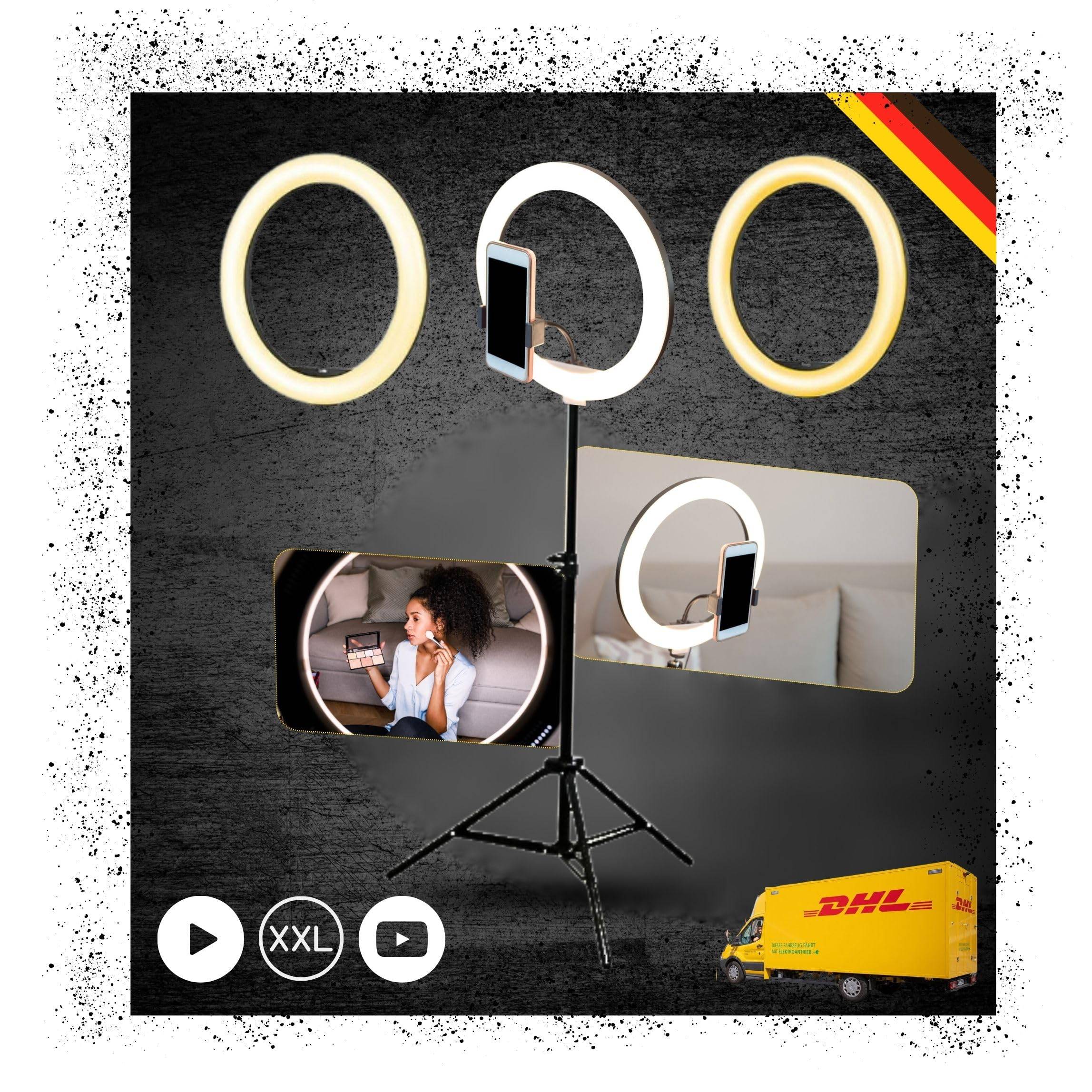 XXL Ringlicht mit 2m Stativ Ring Light Handy Smartphone Halterung Tripod Licht Kamerastativ Halter für TikTok YouTube