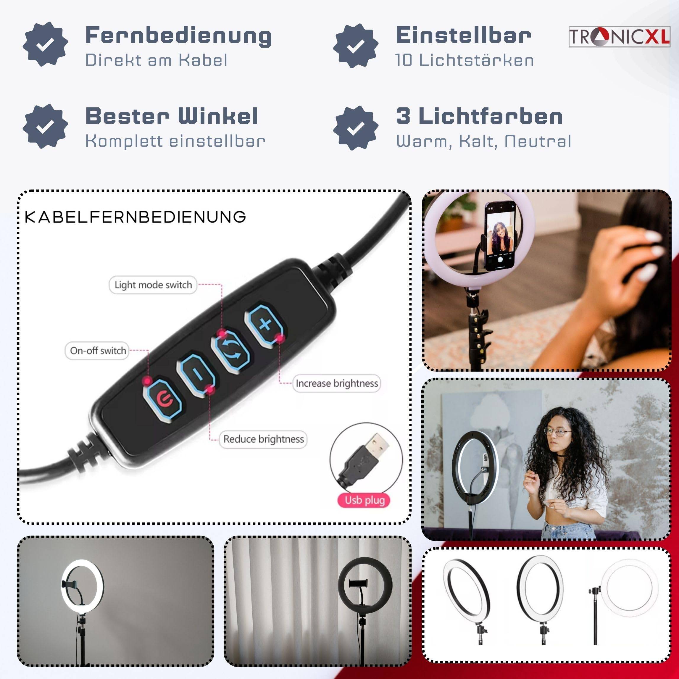 XXL Ringlicht mit 2m Stativ Ring Light Handy Smartphone Halterung Tripod Licht Kamerastativ Halter für TikTok YouTube