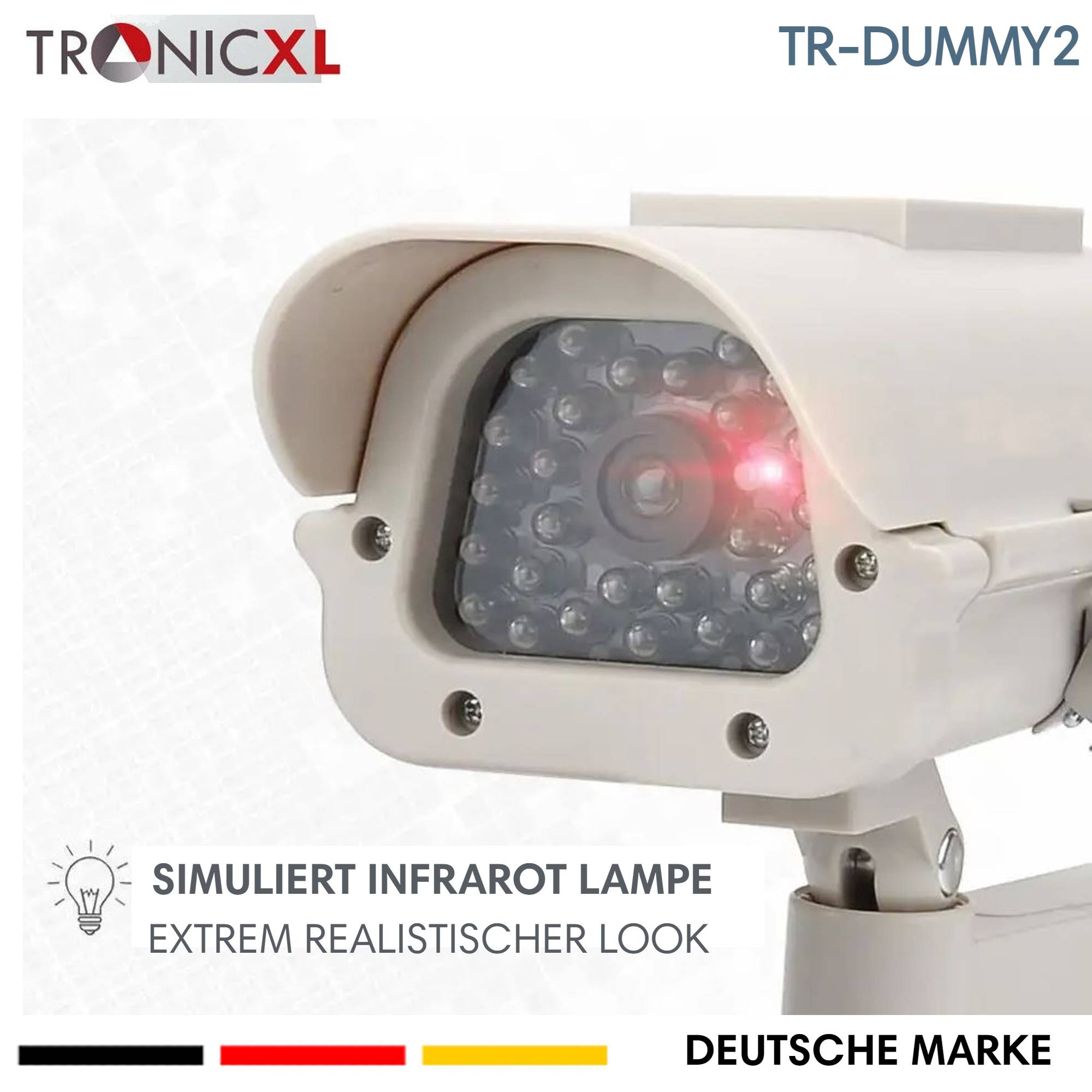 Dummy Premium Solar Überwachungs Kamera Attrappe Außen blinkende LED