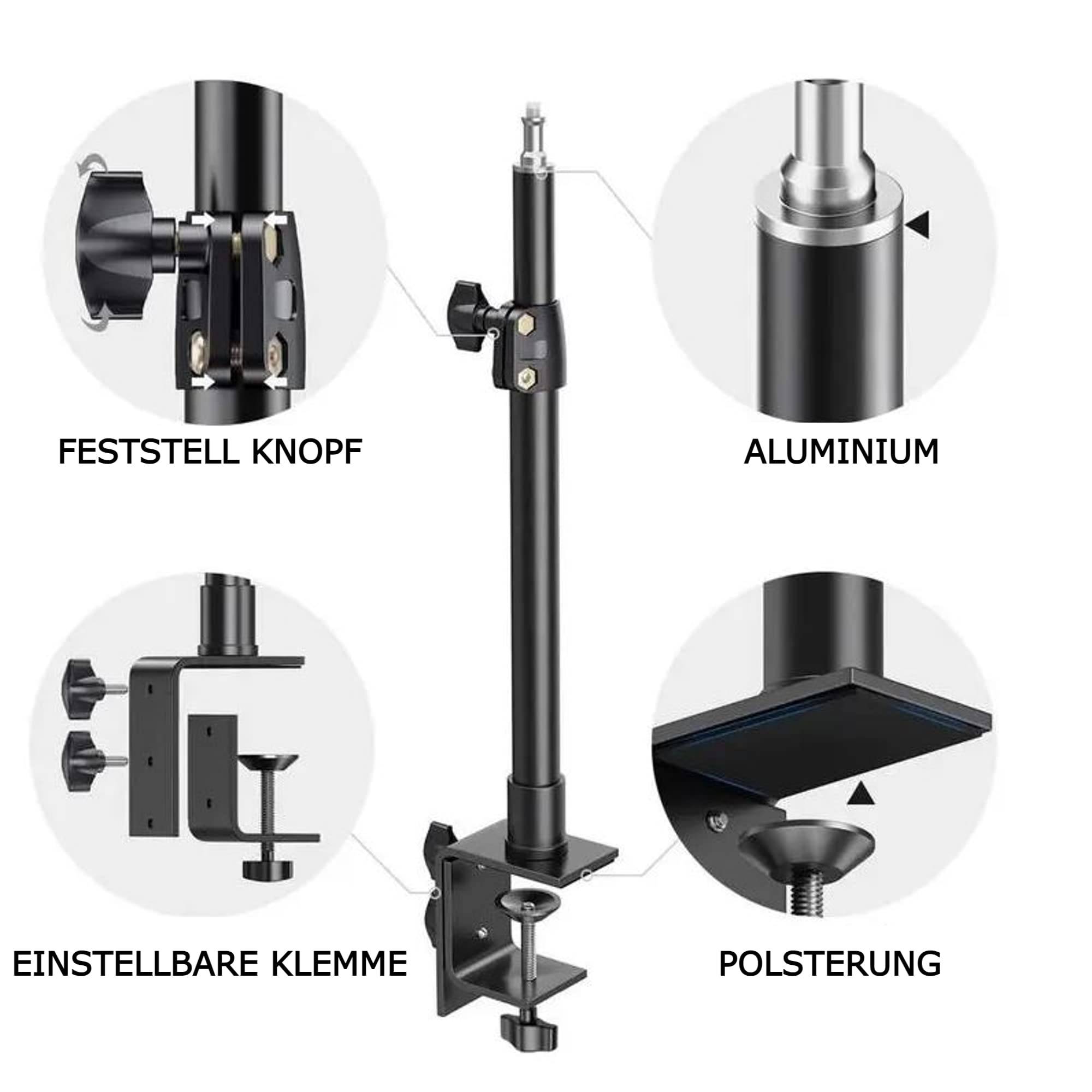 Klemm-Stativ Teleskop Halterung Kamera Tisch Ständer DSLR Tischstativ Klemme Kugelkopf Klemmstativ für Nikon Sony Canon