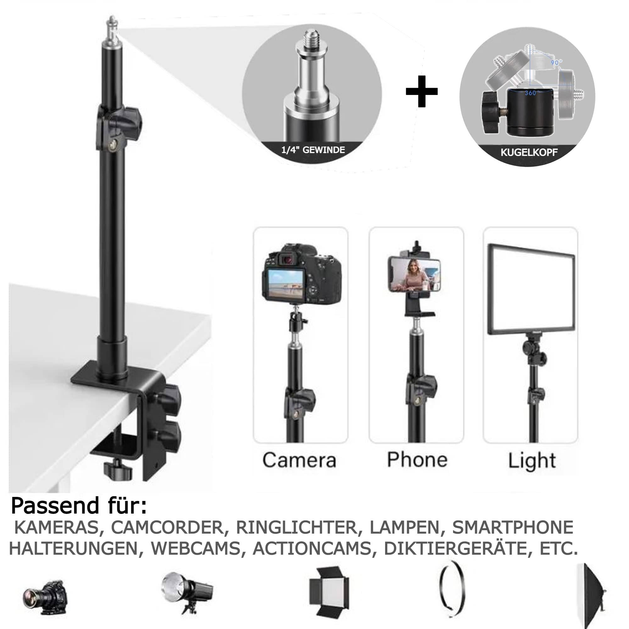 Klemm-Stativ Teleskop Halterung Kamera Tisch Ständer DSLR Tischstativ Klemme Kugelkopf Klemmstativ für Nikon Sony Canon
