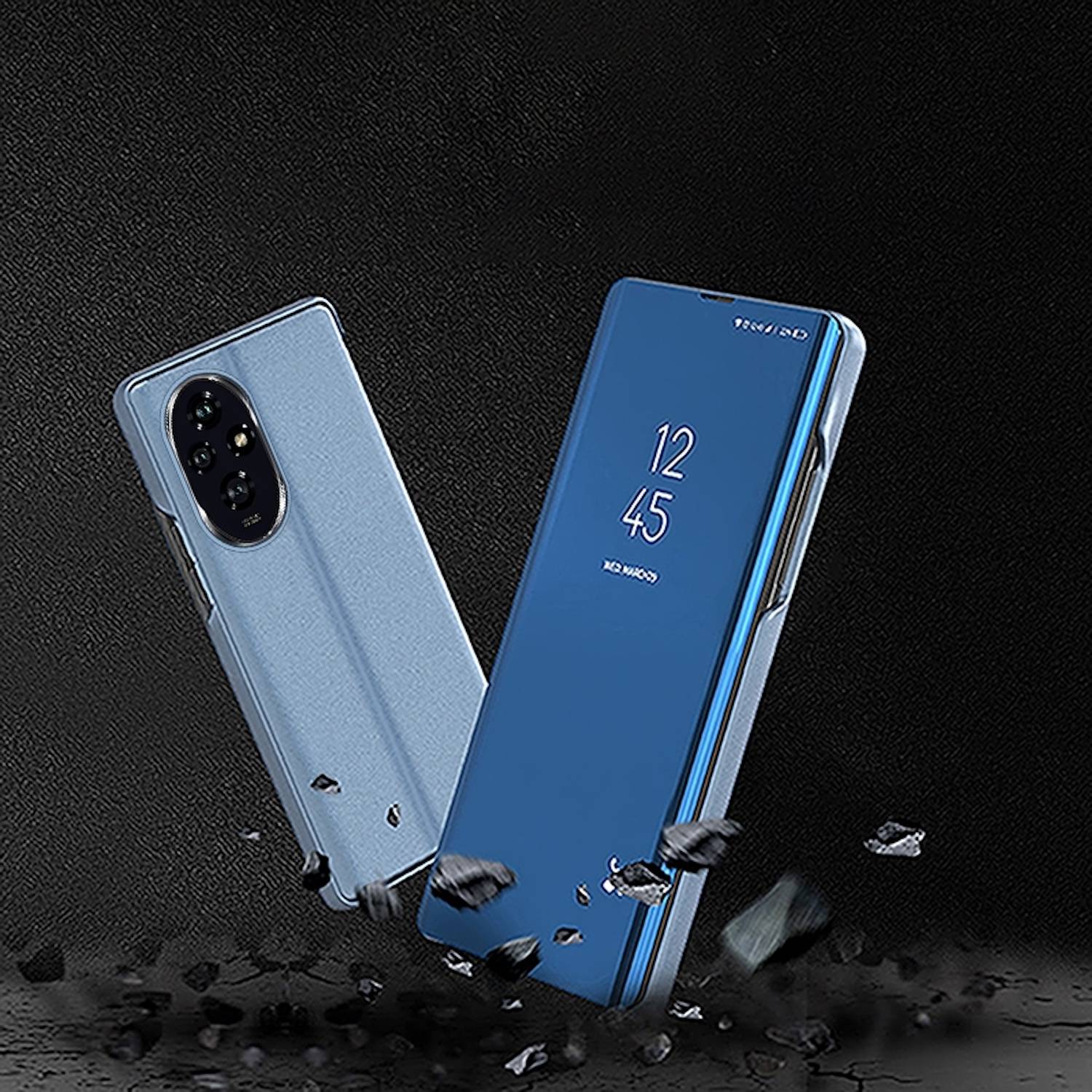 Für Honor 200 Pro View Spiegel Smart Wake UP Funktion Hülle Case Lila