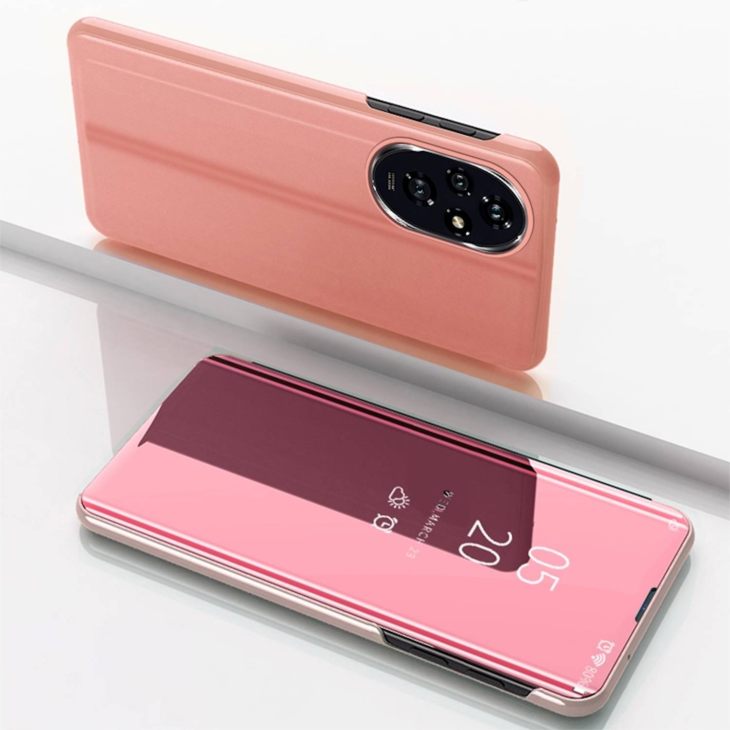 Für Honor 200 View Spiegel Smart Cover Wake UP Funktion Hülle Pink