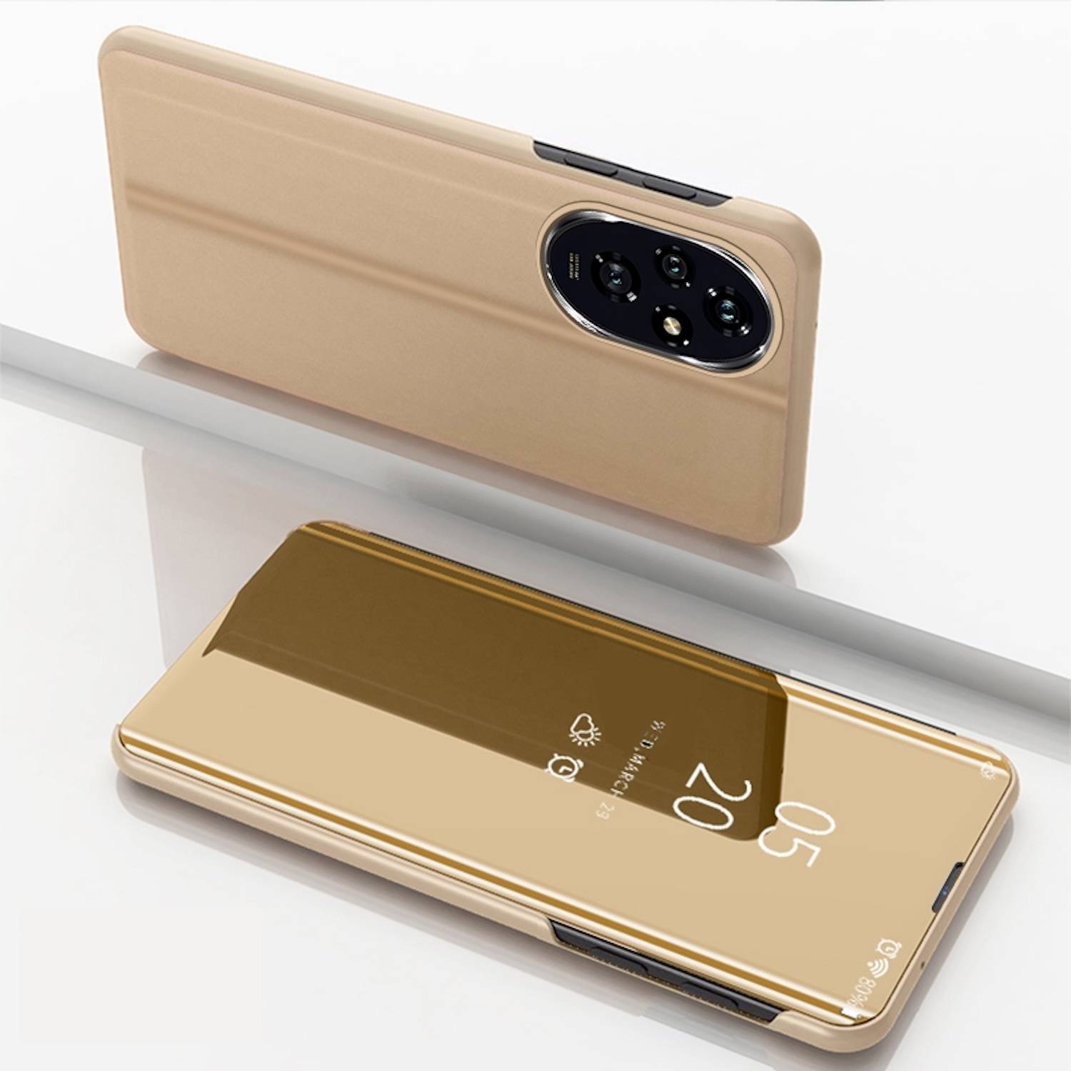 Für Honor 200 View Spiegel Smart Cover Wake UP Funktion Hülle Gold