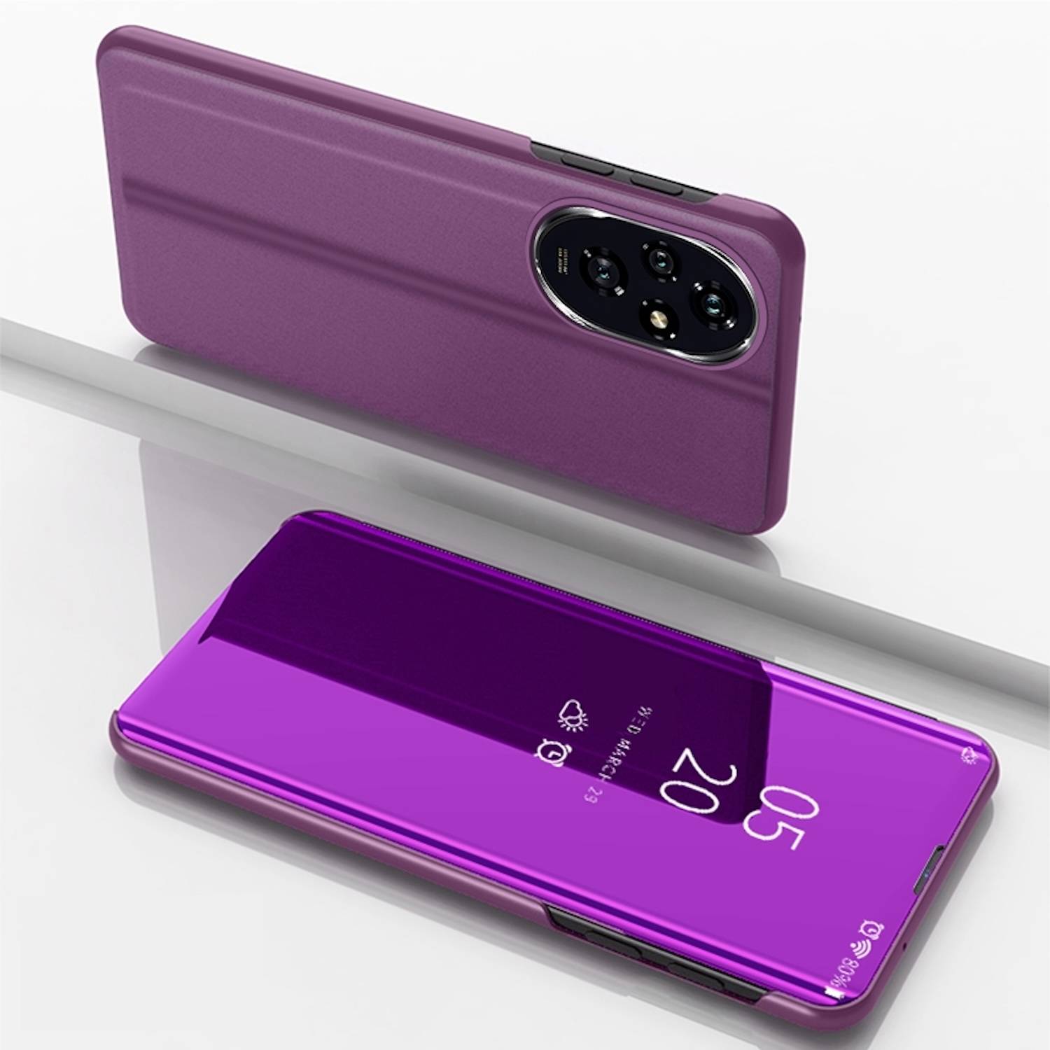 Für Honor 200 View Spiegel Smart Cover Wake UP Funktion Hülle Magenta