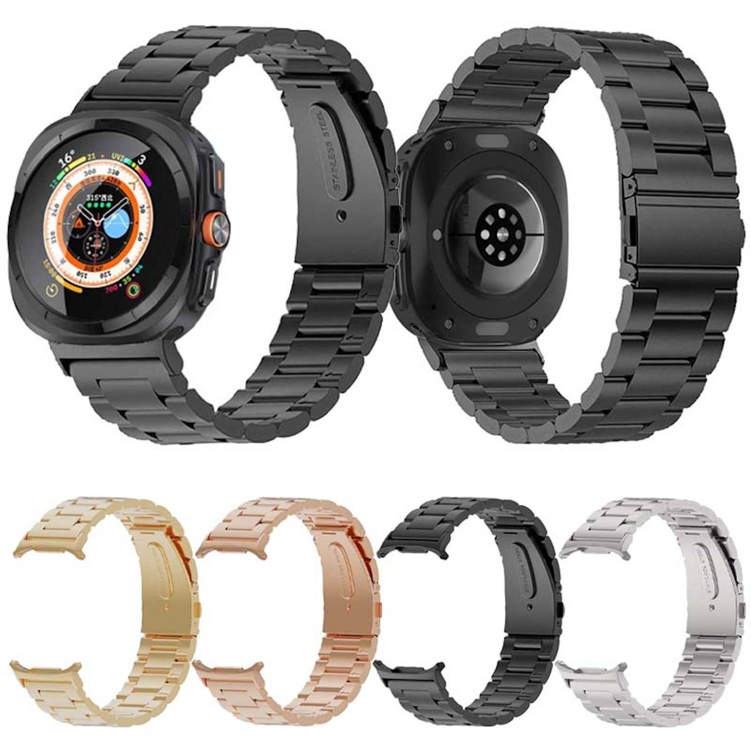 Für Samsung Galaxy Watch Ultra 47mm Edelstahl Metall Band Rose Gold