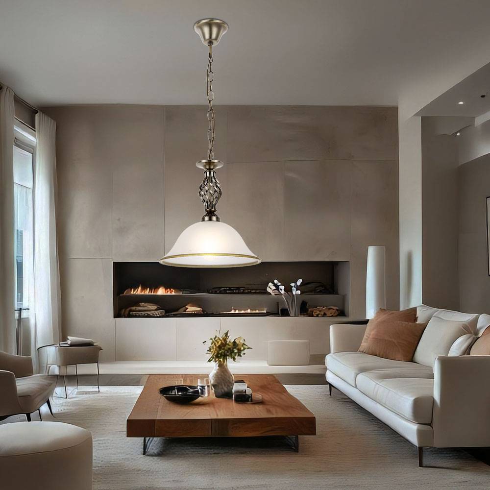 Hängeleuchte Fernbedienung dimmbar Pendellampe Altmessing Küchen Deckenleuchte Glas satiniert, 1x RGB LED 8,5W 806Lm warmweiß, DxH 30x120 cm