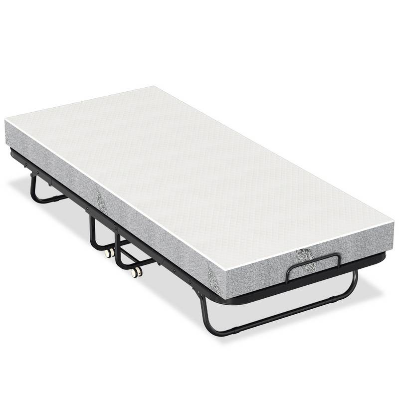 90x200cm Gästebett klappbar mit Matratze bis 150kg, auf Rädern