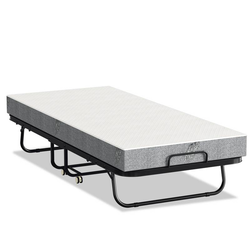 90x200cm Gästebett klappbar mit Matratze bis 150kg, auf Rädern Tragbares Design