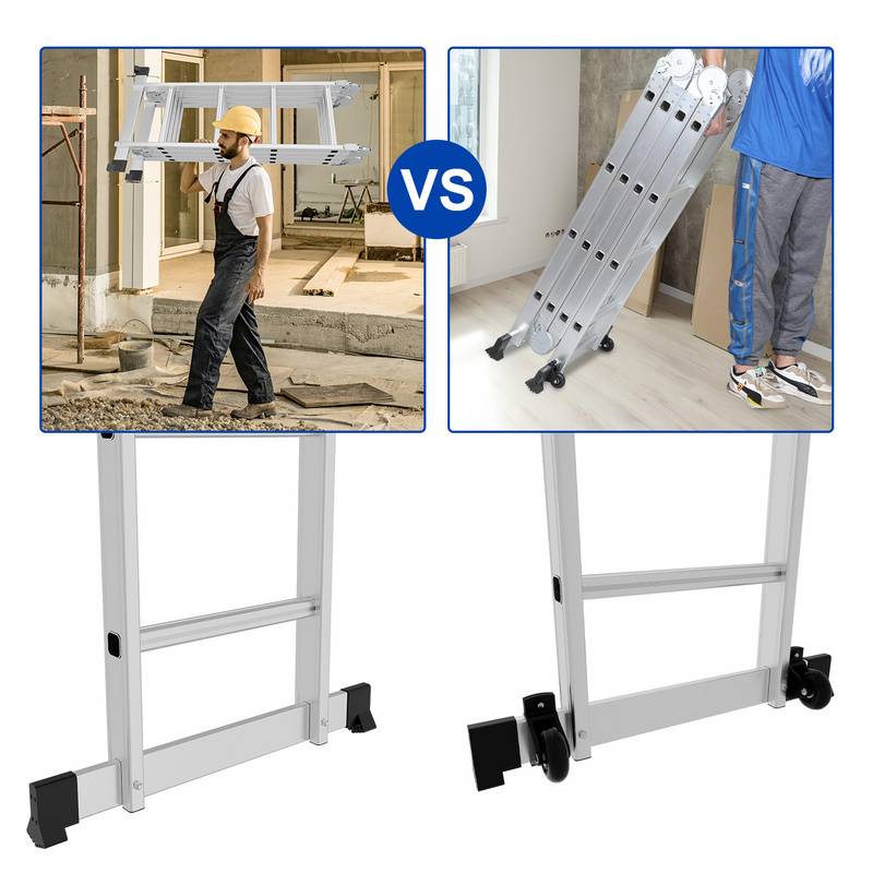 Leiter Mehrzweckleiter Alu Gelenkleiter Klappleiter 470 cm Multifunktionsleiter Aluleiter Mit Plattform 4 X 4 Stufen Silber