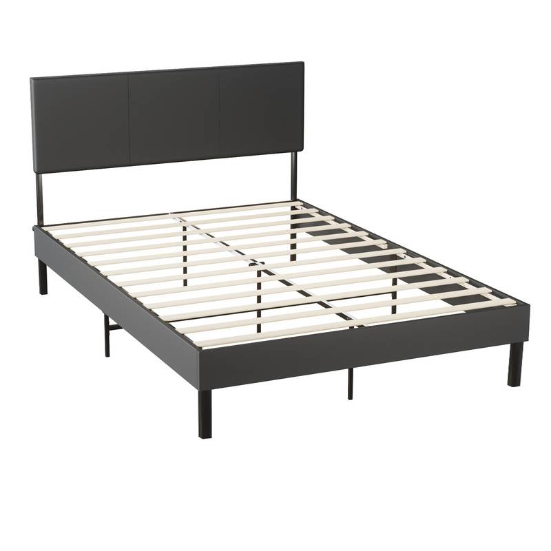 Bettgestell hohes Kopfteil robustes Bettgestell Maximale Tragfähigkeit 350 kg für Schlafzimmerbett Kunstleder 140*200CM