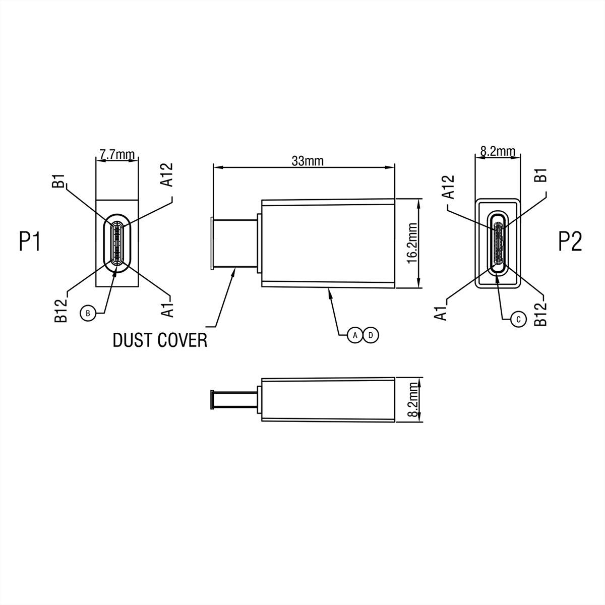 ROLINE USB Typ-C Datenblockier-Adapter