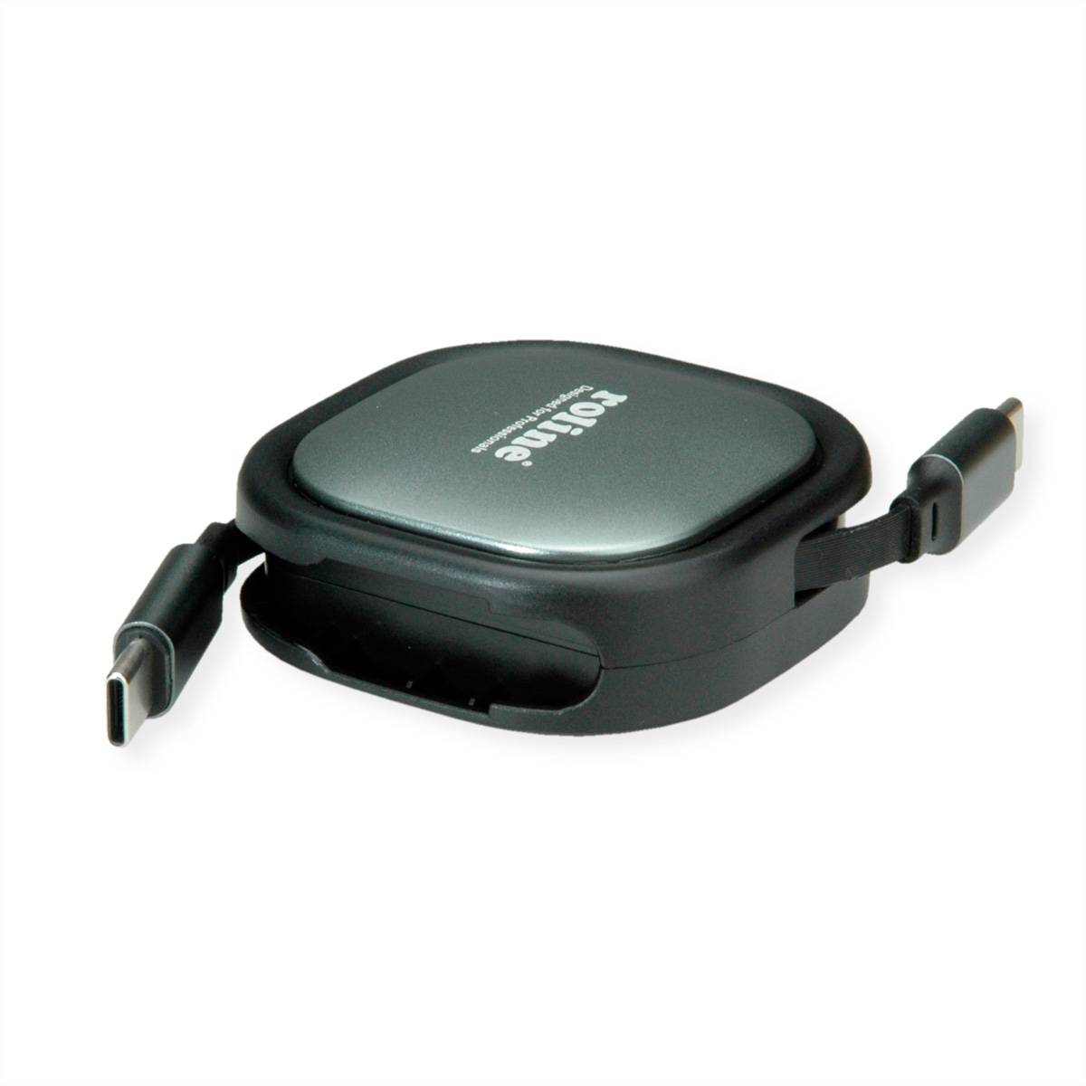 ROLINE USB 2.0 Aufrollbares Kabel, C-C ST/ST, schwarz, 1,2 m