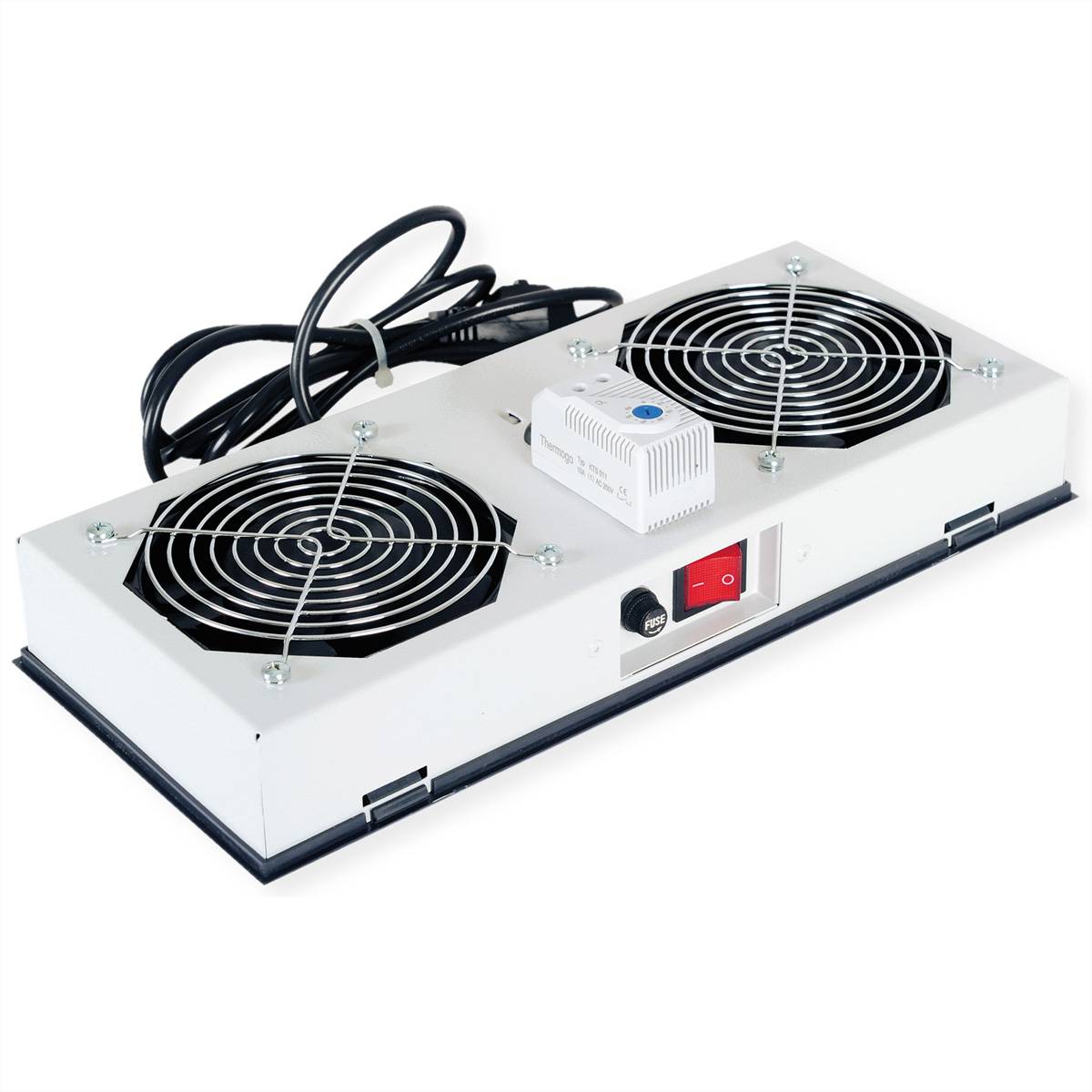 ROTRONIC-SECOMP - Roline - Rack-Lüfter - 2 Lüfter - auf Dach montierbar, geeignet für Wandmontage - Hellgrau, RAL 7035 -