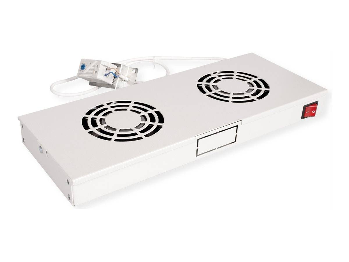 ROTRONIC-SECOMP - Roline - Rack-Lüfter - 2 Lüfter mit Thermostat - auf Dach montierbar - RAL 7035, Hellgrau - 48.3 cm (1