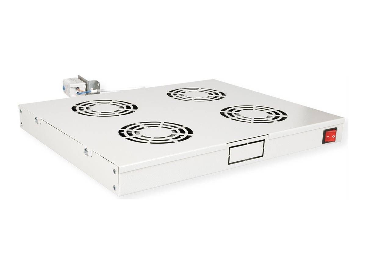 ROTRONIC-SECOMP - Roline - Rack-Lüfter - 4 Ventilatoren, mit Thermostat - auf Dach montierbar - Hellgrau, RAL 7035 - 1U