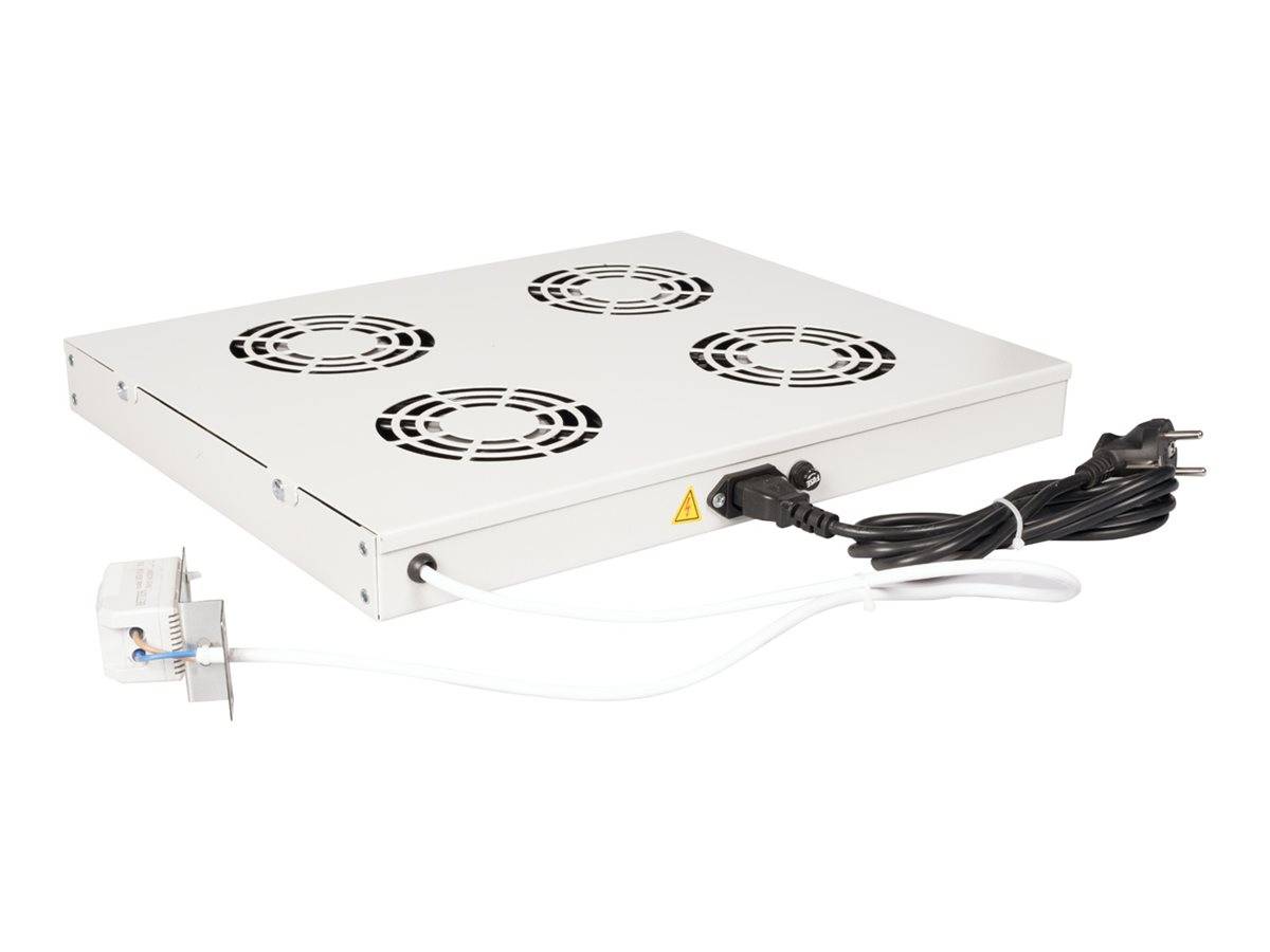 ROTRONIC-SECOMP - Roline - Rack-Lüfter - 4 Ventilatoren, mit Thermostat - auf Dach montierbar - Hellgrau, RAL 7035 - 1U