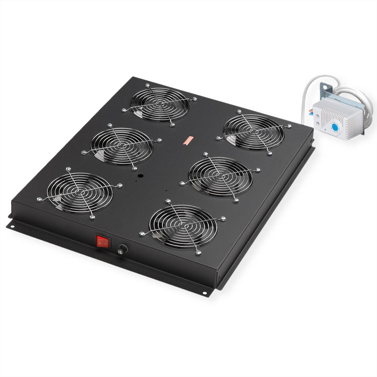ROTRONIC-SECOMP - Roline - Rack-Lüfter - 6 Lüfter mit Thermostat - auf Dach montierbar - Jet Black, RAL 9005 - 48.3 cm (