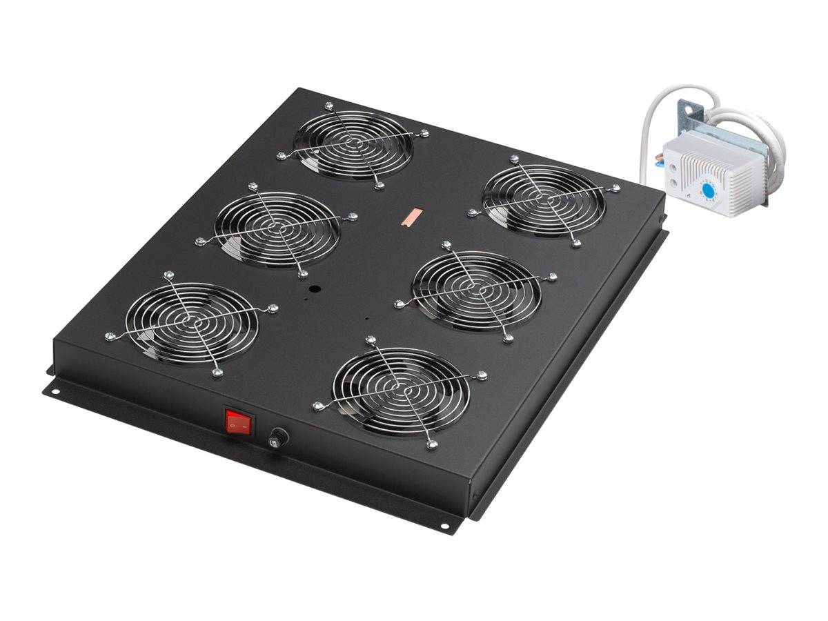ROTRONIC-SECOMP - Roline - Rack-Lüfter - 6 Lüfter mit Thermostat - auf Dach montierbar - Jet Black, RAL 9005 - 48.3 cm (