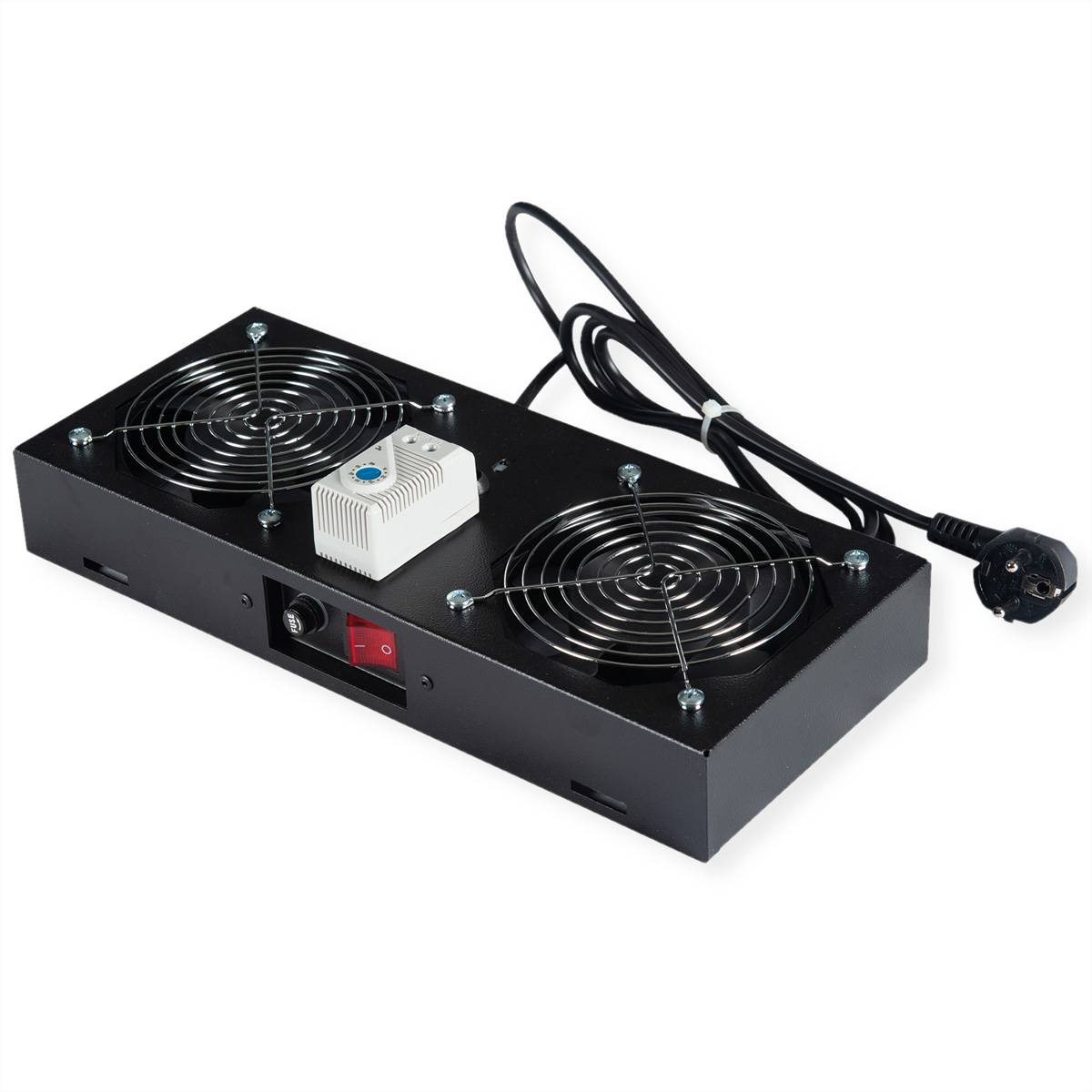 ROTRONIC-SECOMP - Roline - Rack-Lüfter - 2 Lüfter - auf Dach montierbar, geeignet für Wandmontage - Jet Black, RAL 9005