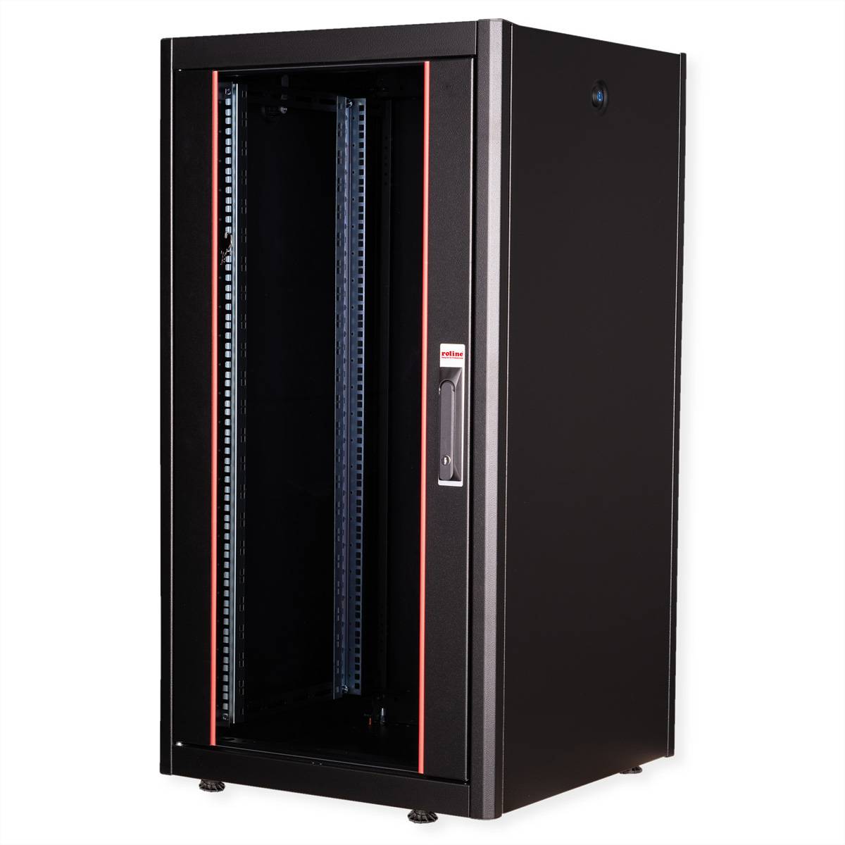 Roline Basic - Schrank Netzwerkschrank - Glas-Tür, 600x600 BxT - RAL 9005, Jet Black - 22U - 48.3 cm (19"")