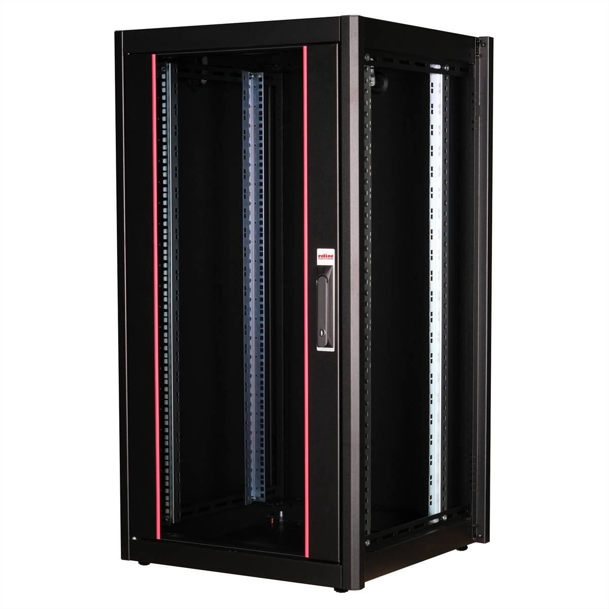 Roline Basic - Schrank Netzwerkschrank - Glas-Tür, 600x600 BxT - RAL 9005, Jet Black - 22U - 48.3 cm (19"")